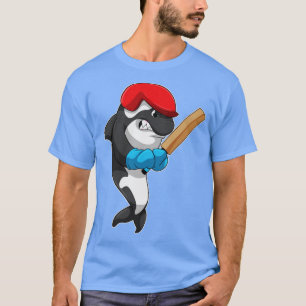 Killer whale at Cricket with Cricket bat  T-Shirt
