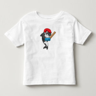 Killer whale at Cricket with Cricket bat Toddler T-shirt