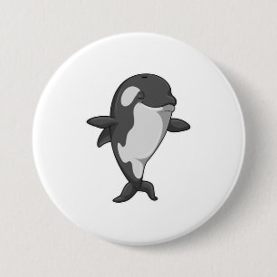 Killer whale at Yoga Fitness in Standing 3 Inch Round Button