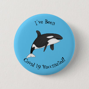 Killer whale cartoon illustration  2 inch round button