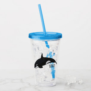 Killer whale cartoon illustration acrylic tumbler