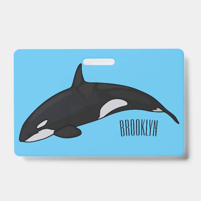 Killer whale cartoon illustration badge (Front)
