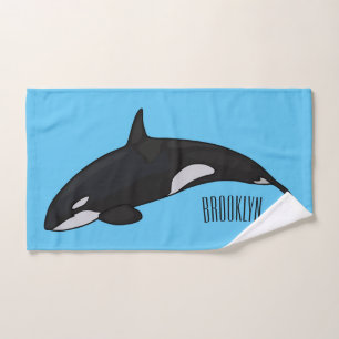 Killer whale cartoon illustration bath towel set