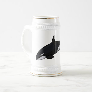 Killer whale cartoon illustration beer stein