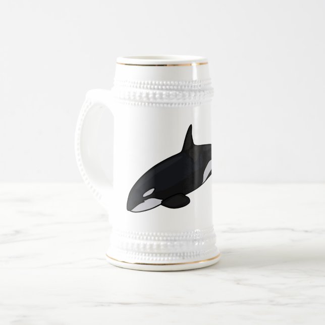 Killer whale cartoon illustration beer stein (Front Left)