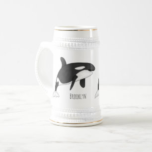 Killer whale cartoon illustration beer stein