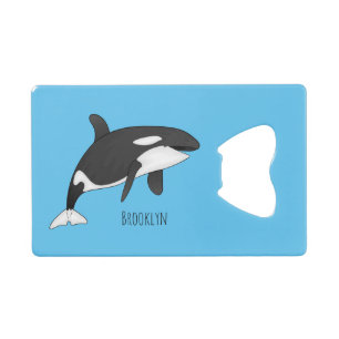 Killer whale cartoon illustration credit card bottle opener