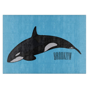 Killer whale cartoon illustration cutting board