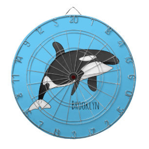 Killer whale cartoon illustration dartboard
