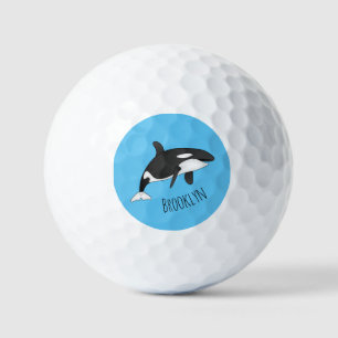 Killer whale cartoon illustration golf balls