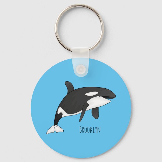 Killer whale cartoon illustration keychain (Front)