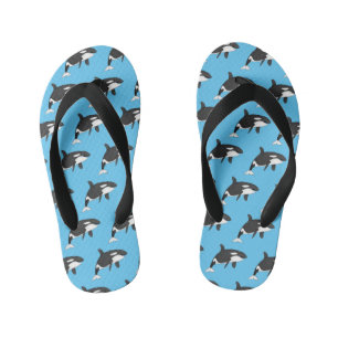 Killer whale cartoon illustration kid's flip flops