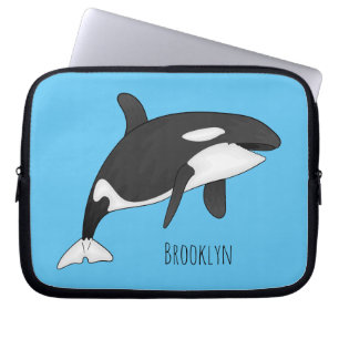 Killer whale cartoon illustration laptop sleeve