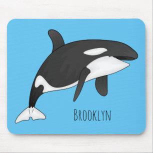 Killer whale cartoon illustration mouse pad