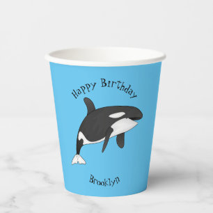 Killer whale cartoon illustration paper cups