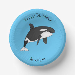 Killer whale cartoon illustration paper plate