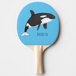 Killer whale cartoon illustration ping pong paddle