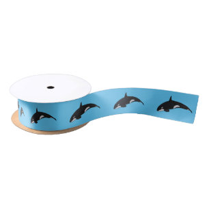 Killer whale cartoon illustration satin ribbon