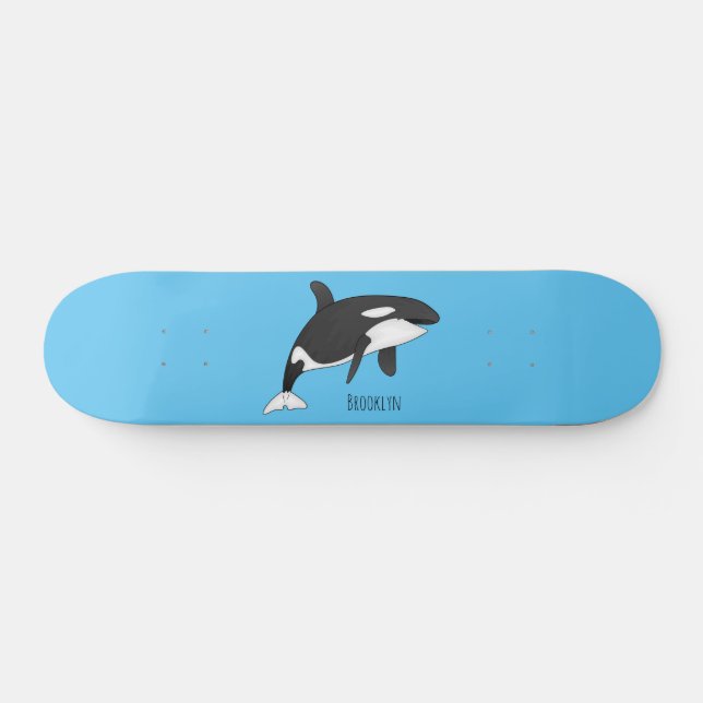 Killer whale cartoon illustration skateboard (Horz)