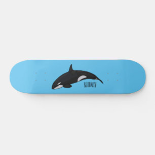 Killer whale cartoon illustration skateboard