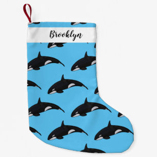 Killer whale cartoon illustration small christmas stocking