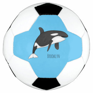 Killer whale cartoon illustration soccer ball