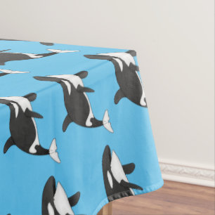 Killer whale cartoon illustration tablecloth