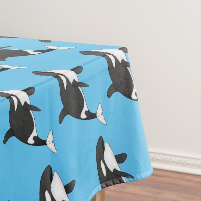 Killer whale cartoon illustration tablecloth (In Situ)