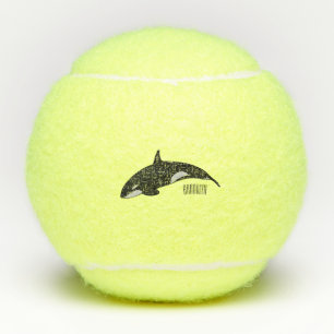 Killer whale cartoon illustration tennis balls