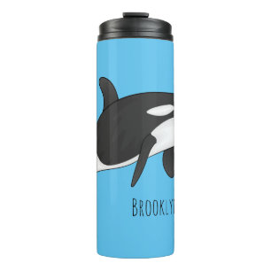 Killer whale cartoon illustration thermal tumbler