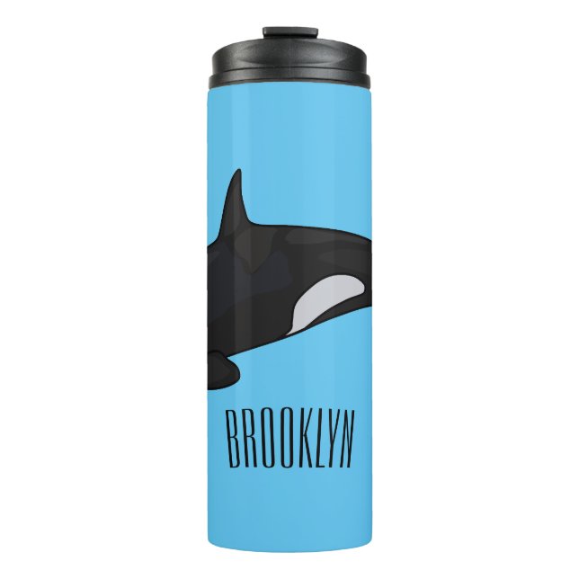 Killer whale cartoon illustration thermal tumbler (Front)
