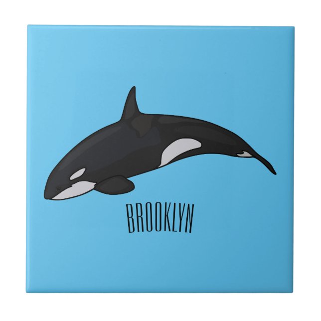 Killer whale cartoon illustration tile (Front)