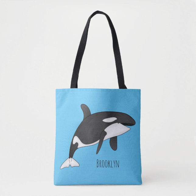 Killer whale cartoon illustration tote bag (Front)