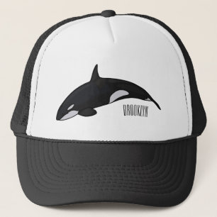 Killer whale cartoon illustration trucker hat
