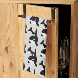 Killer Whale Design Any Colour Background Kitchen Towel