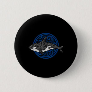 Killer Whale Design Ocean Waves Men Boys Kids Orca 2 Inch Round Button