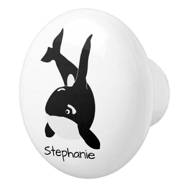 Killer Whale Design Personalised Ceramic Knob (Right)