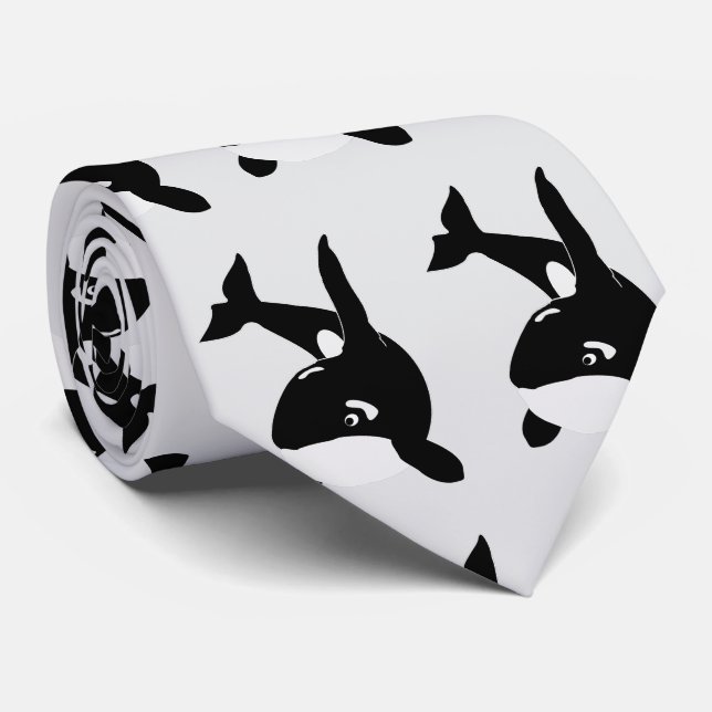 Killer Whale Design Tie (Rolled)