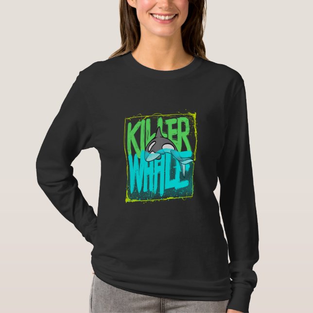 Killer Whale Ocean Orcas Long Sleeve T-Shirt (Front)