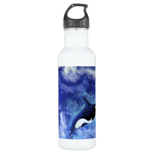 Killer Whale on Full Moon - Art Drawing 710 Ml Water Bottle