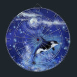 Killer Whale on Full Moon Dart Board - Blue<br><div class="desc">Killer Whales on Full Moon</div>