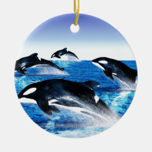 Killer Whale Pod Ceramic Ornament