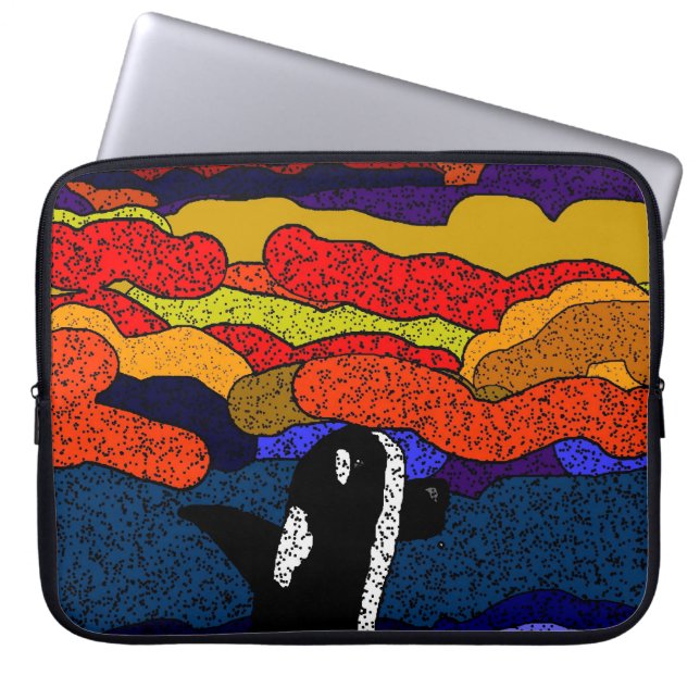 Killer whale sunset magic laptop sleeve (Front)