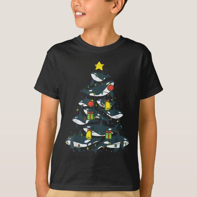 Killer Whales Christmas Tree Xmas Orca Women Men B T-Shirt (Front)
