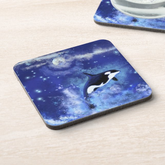 Killer Whales Coaster on Blue Full Moon (Left Side)