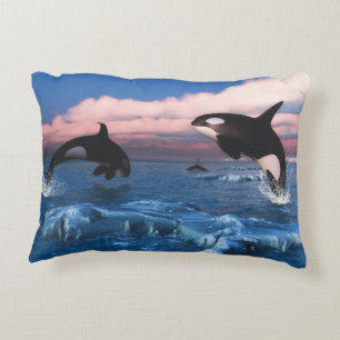 Killer Whales In The Arctic Ocean Accent Pillow