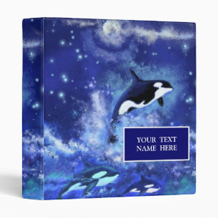 Killer Whales on Blue Full Moon Personalized Binder