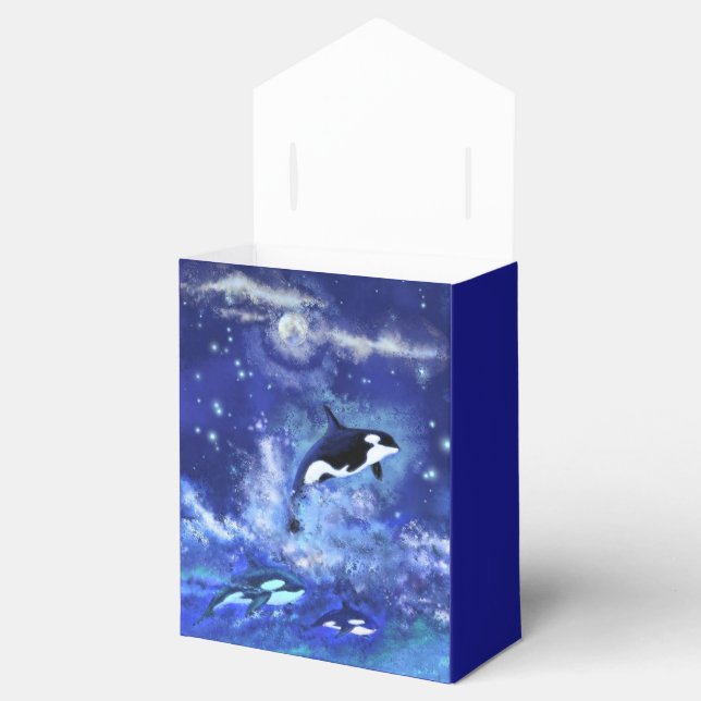 Killer Whales on Full Moon - Art Drawing Favor Box (Opened)