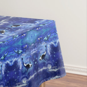 Killer Whales on Full Moon - Art Drawing Tablecloth