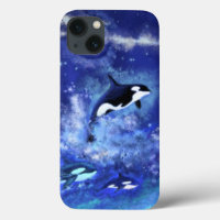 Killer Whales on Full Moon - Drawing